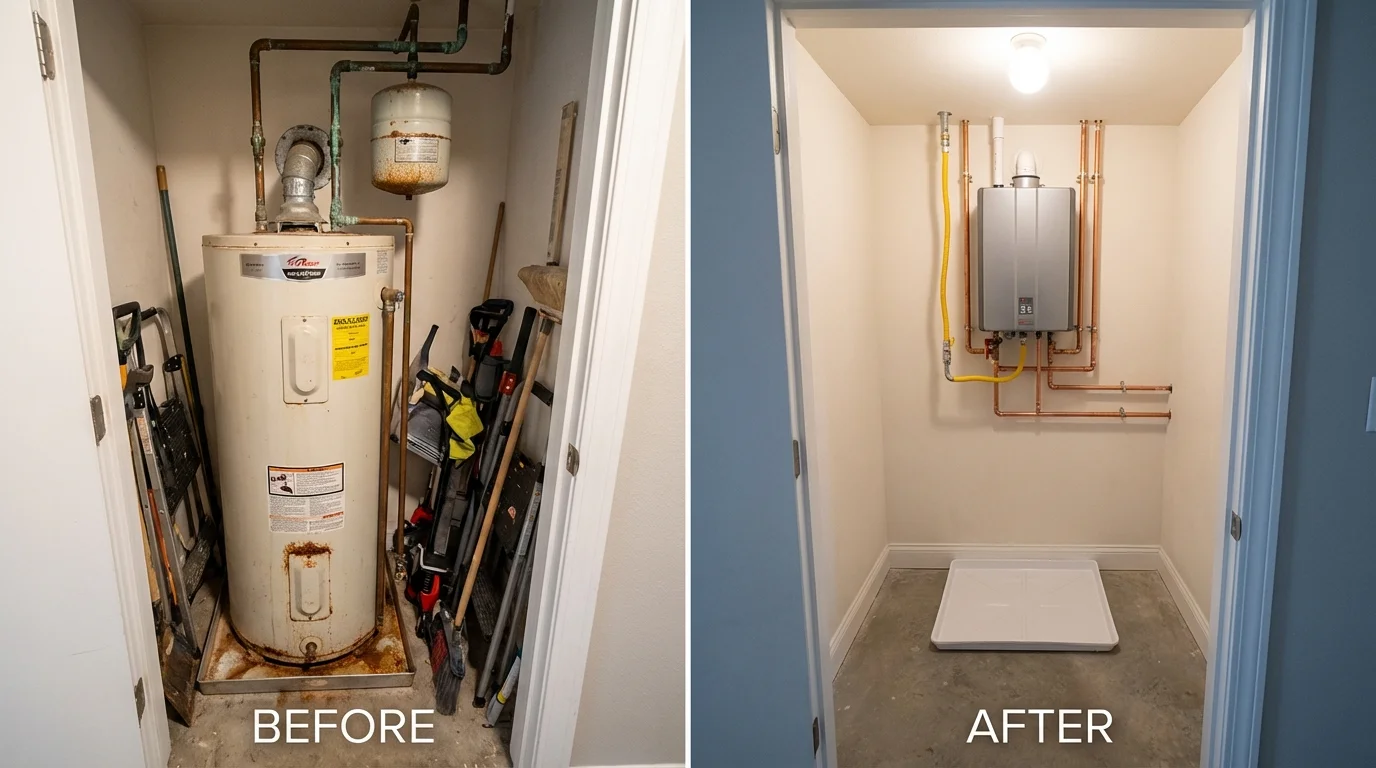Tank water heater versus wall-mounted tankless unit comparison for Yalaha, FL homeowners