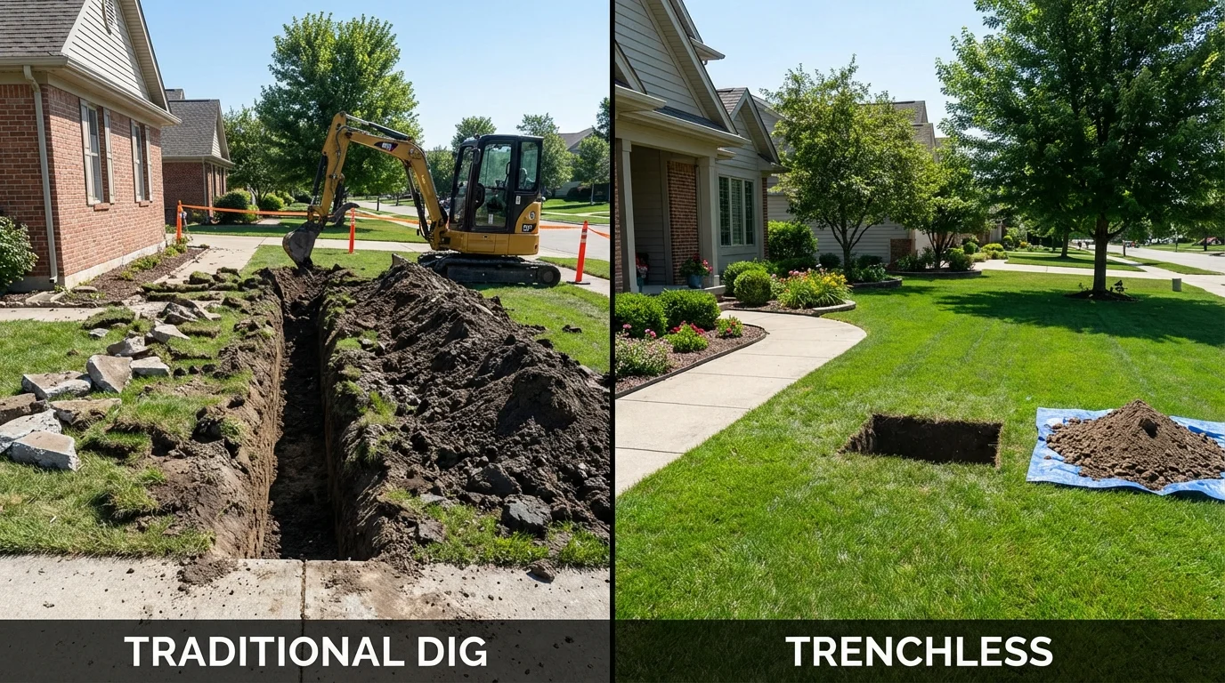 Trenchless sewer repair with minimal yard damage versus traditional excavation in Yalaha, FL